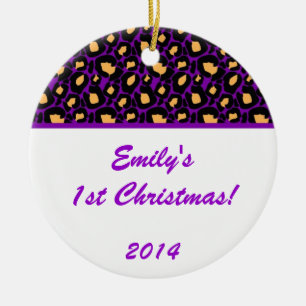 Purple Leopard Spot Personalized Name Ornament