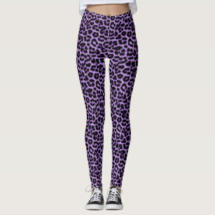 Purple Leopard Spots Print Pattern Leggings