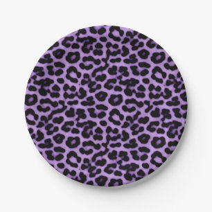Purple Leopard Spots Print Pattern Paper Plate