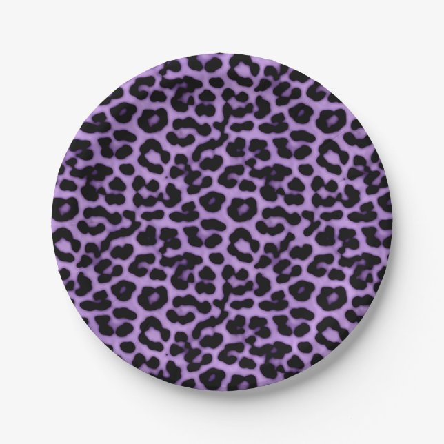 Purple Leopard Spots Print Pattern Paper Plate (Front)