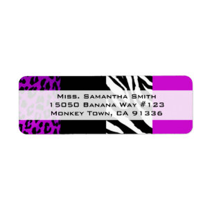 Purple Leopard & Zebra Poster de animal Adresse de