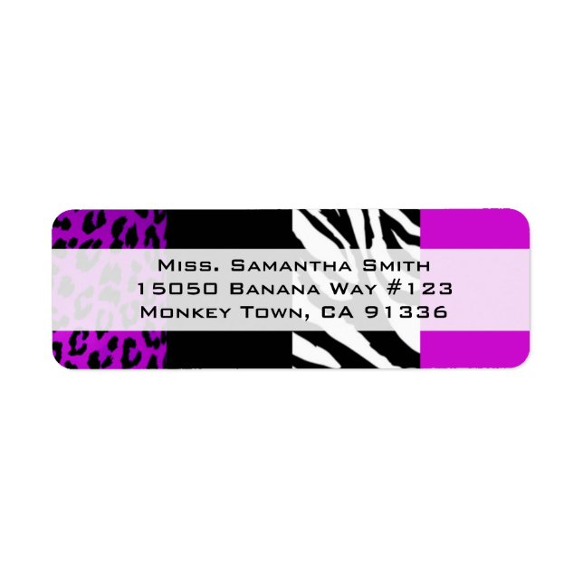 Purple Leopard & Zebra Poster de animal Adresse de (Devant)