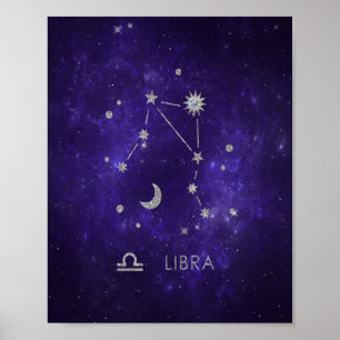 Purple Libra Zodiac   Cosmic Astrology Horoscope Poster