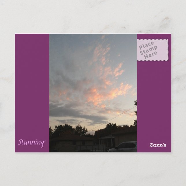 Purple & Light Blue Sky Clouds Postcard (Back)