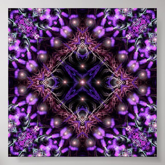 Purple Light Fractal Tapestry Poster (Front)