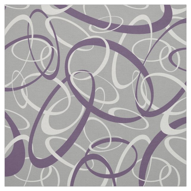 purple light grey geometric loops pattern fabric (Swatch)