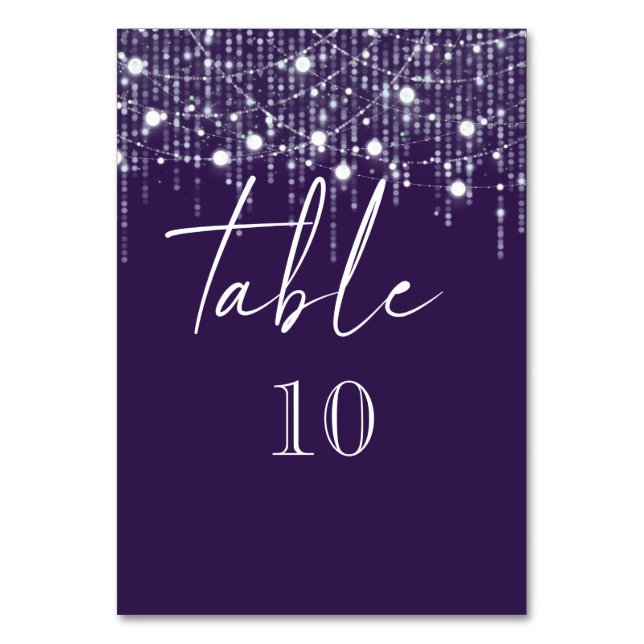 Purple & Light Hanging Lights Table Number (Front)