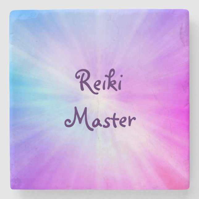 Purple light Reiki Master design Stone Coaster (Front)