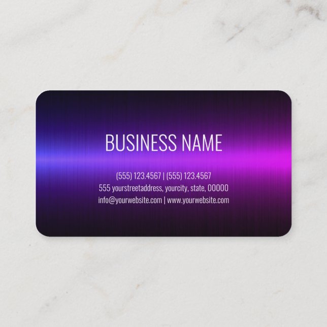 Purple Light Stainless Steel Metal Look Business Card (Back)