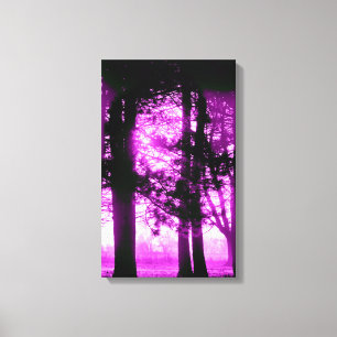 Purple Light with Silhouette Trees Canvas