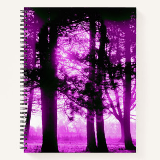 Purple Light with Silhouette Trees  Notebook