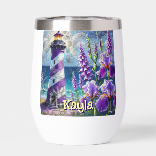 Purple Lighthouse w/Foxglove & Iris Personalized