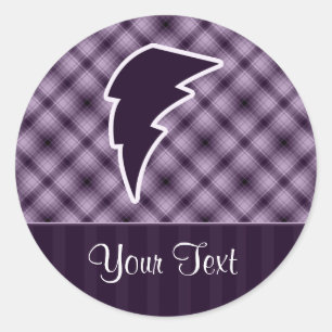Purple Lightning Bolt Classic Round Sticker