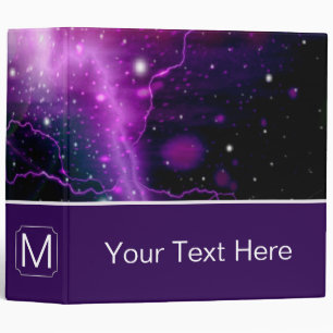 Purple Lightning Galaxy. Custom Monogram Binder