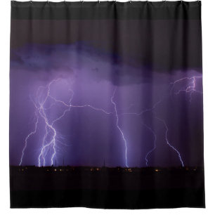 Purple Lightning in a Night Desert Thunder Storm