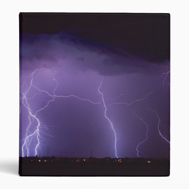 Purple Lightning in a Night Desert Thunder Storm Binder (Front)