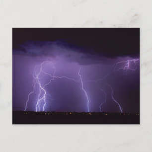 Purple Lightning in a Night Desert Thunder Storm Postcard