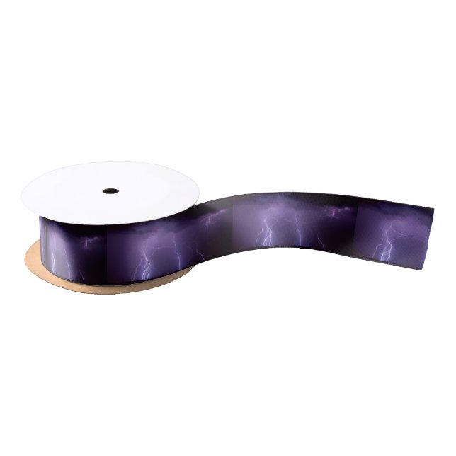 Purple Lightning in a Night Desert Thunder Storm Satin Ribbon (Spool)
