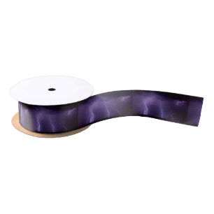 Purple Lightning in a Night Desert Thunder Storm Satin Ribbon