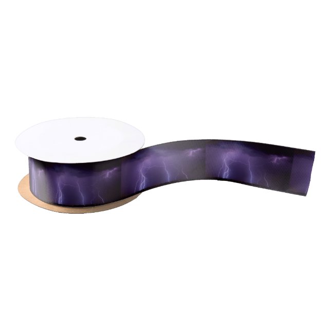 Purple Lightning in a Night Desert Thunder Storm Satin Ribbon (Spool)