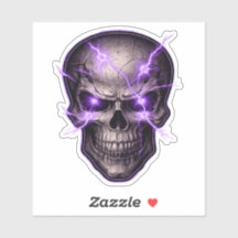 Purple Lightning Skull Die-Cut Sticker