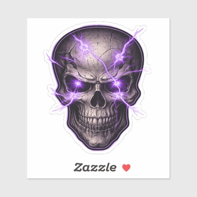 Purple Lightning Skull Die-Cut Sticker (Sheet)
