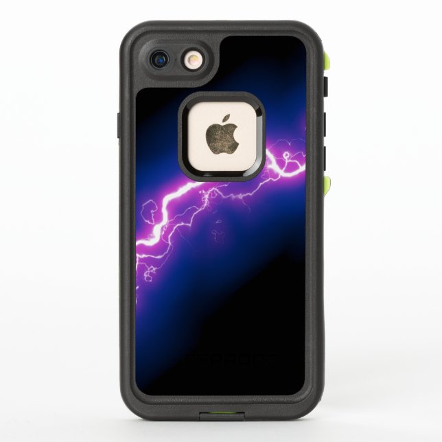 Purple Lightning Strike on Black LifeProof iPhone Case (Back)
