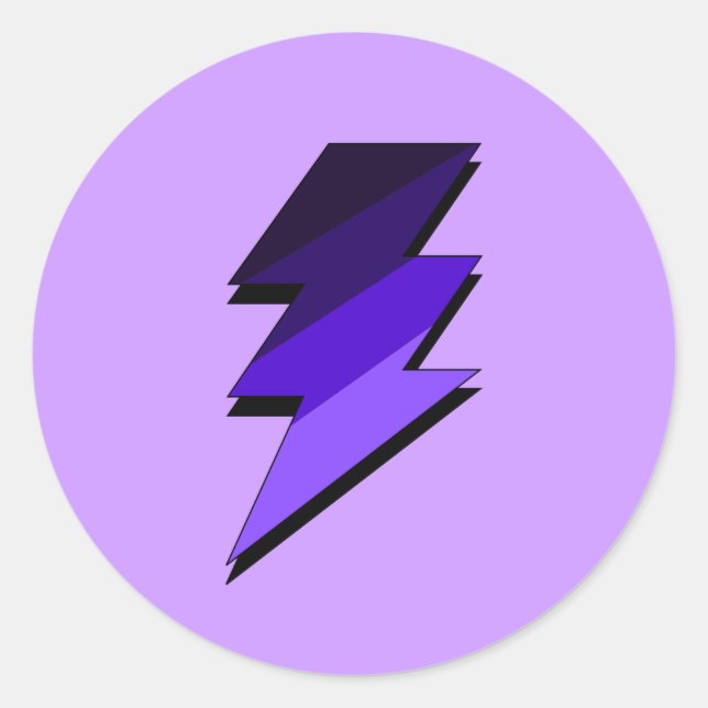 Purple Lightning Thunder Bolt Classic Round Sticker (Front)