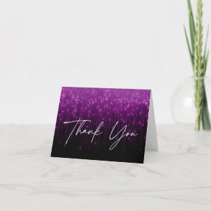 Purple Lights Black Sweet 16 Thank You Card
