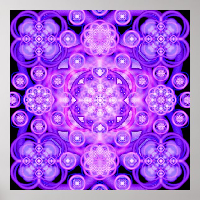Purple Lights Mandala Poster (Front)