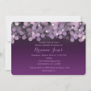 Purple Lights Nuit Ciel Mariage Invitation