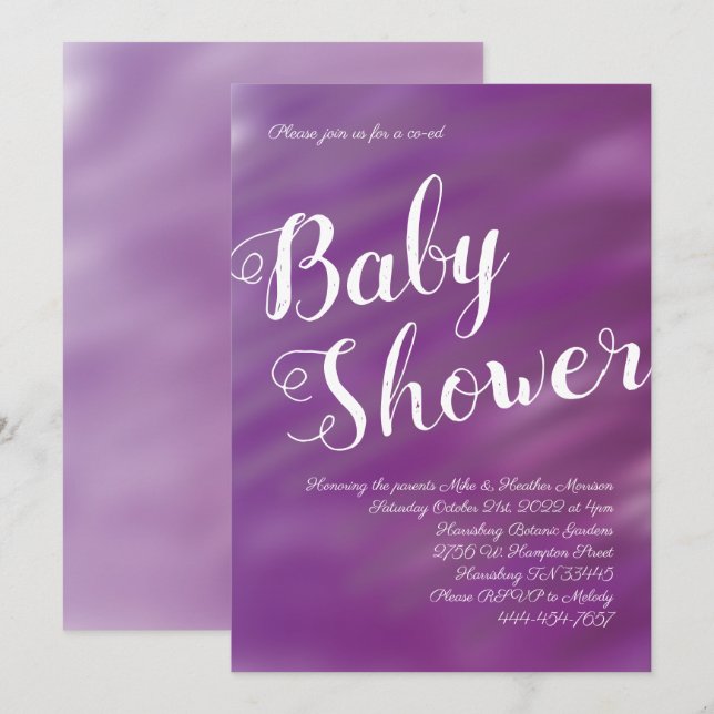 Purple & Lilac Baby Shower Co-Ed Gender Neutral Invitation (Front/Back)
