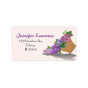 Purple Lilac Basket Address Labels Customize