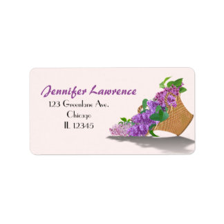 Purple Lilac Basket Address Labels | Customize