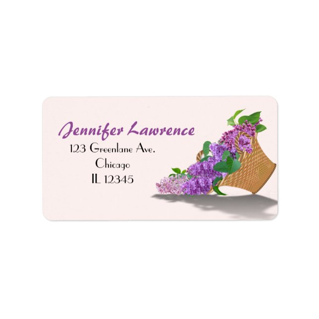 Purple Lilac Basket Address Labels | Customize (Front)