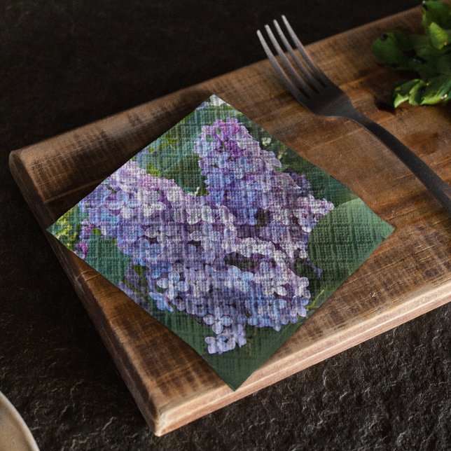 Purple Lilac Blooms Floral Napkin (In Situ Table)