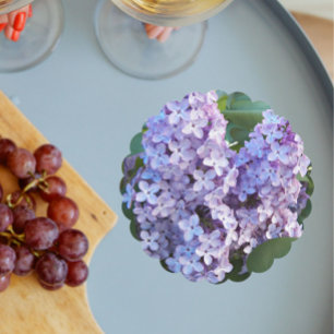 Purple Lilac Blooms Floral Paper Coaster
