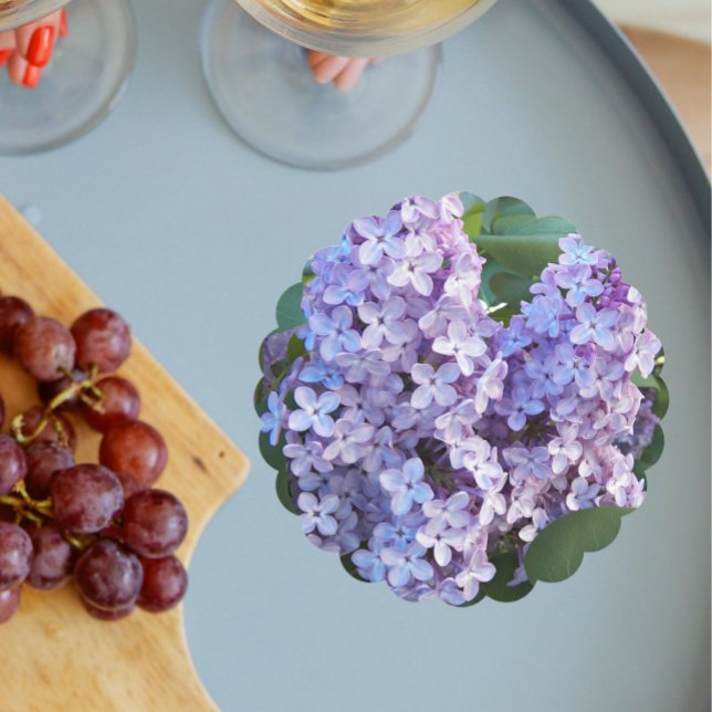 Purple Lilac Blooms Floral Paper Coaster (In Situ Wedding)