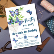 Purple lilac & blue butterfly themed 1st birthday