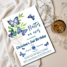 Purple lilac & blue butterfly themed 2nd birthday