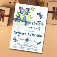 Purple lilac & blue butterfly themed 3rd birthday