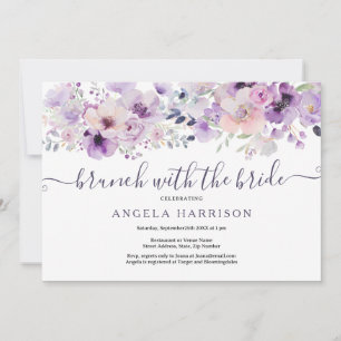 Purple Lilac Brunch with the Bride Shower Floral Invitation