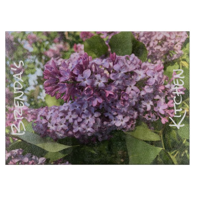 Purple Lilac Cutting Board, Personalized Board (Front)