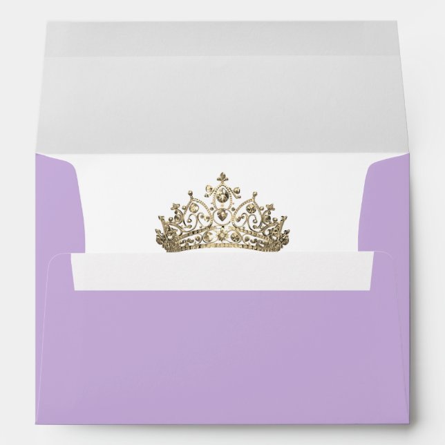 Purple Lilac Elegant Crown Gold Tiara Princess Envelope (Back (Bottom))