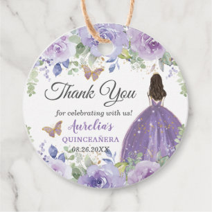 Purple Lilac Floral Butterflies Princess Spanish Favour Tags
