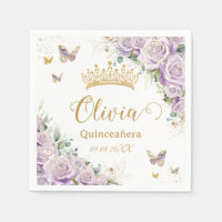 Purple Lilac Floral Butterflies Quinceañera 15 16