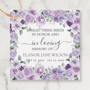 Purple Lilac Floral Memorial Funeral Seed Packet Favour Tags