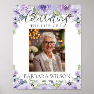 Purple Lilac Floral Picture Photo Funeral Digital Poster