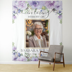 Purple Lilac Floral Picture Photo Funeral Memorial Tapestry