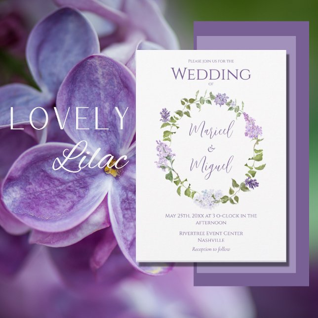Purple Lilac Floral Watercolor Modern Wedding Invitation (Creator Uploaded)